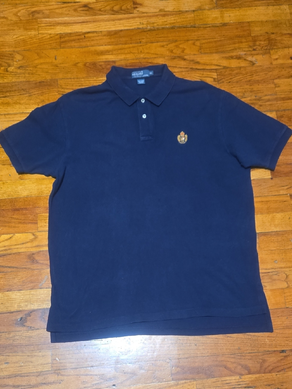 VTG Polo Ralph Lauren Mens Navy Blue Crown Crest Rugby Polo Shirt Size XL